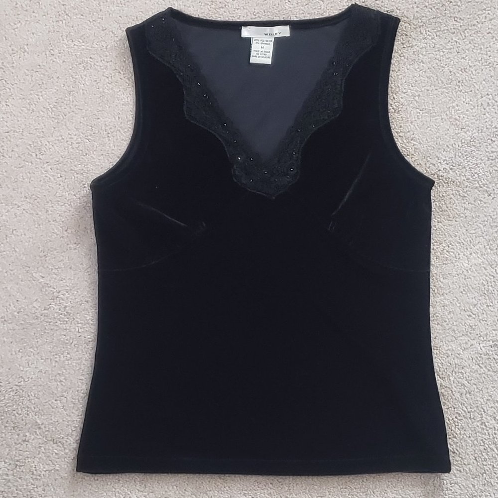 WD NY Black Velvet Top with Beads M